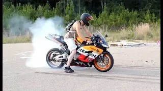 Honda CBR SportBike - Exhaust SOUND, BURNOUT, WHEELIE, STOPPI, Fireblade Repsol. [Ep #06]