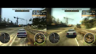 Razor's BMW M3 GTR VS Stock BMW M3 at X1.14 speed - speedtrap parallel race in NFS Most Wanted 2005