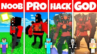 Minecraft Battle: NOOB vs PRO vs HACKER vs GOD NEW SPEAKER TITAN BASE HOUSE BUILD  Animation