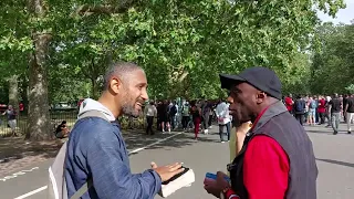 Christian Confronts Muslim After Claiming 'Jesus Is Muslim'! Lamin And Christian Speakers Corner