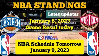 NBA STANDİNGS TODAY as of january 8 , 2023 / Game Results / NBA SCHEDULE january 9, 2023