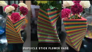 DIY Flowers Vase - popsicle stick craft ideas/How to make ice cream stick flower vase /craft ideas