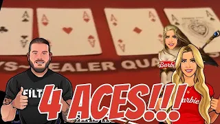 DEALER FLOPS 4 ACES!!!  NO WAY! HIGH LIMIT CRAZY 4 POKER!