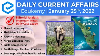 Daily Current Affairs For UPSC CSE | Edukemy | UPSC Preparation | 25th January