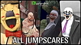 Ice Scream 1-8, Mr. Meat 1-2, Evil Nun 1-2, Witch Cry & Angry King Keplerians All Jumpscares