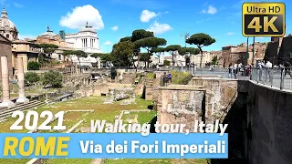 ROME Walking tour 4K from COLISEUM, Imperial Forums to CAPITOL [4k UHD 60 fps]