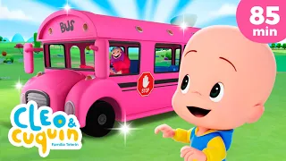 Las ruedas del bus rosa 🚌🎶 y más canciones infantiles para bebés con Cleo y Cuquín