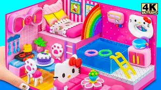 Building Pink Dream House with Bedroom, Bathroom, Kitchen from Polymer Clay ❤️ DIY Miniature House