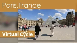 Virtual Cycle Ride In Paris Along the River Seine and Louvre and Eiffel Tower