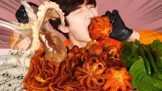 ENG SUB)Spicy Octopus+Webfoot octopus Stir-fry Eat Mukbang🐙Korean Seafood ASMR 후니 Hoony Eatingsound