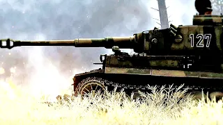 Tiger tanks in action.