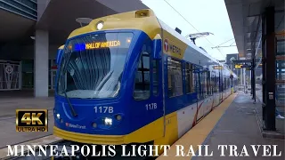 4K Minneapolis light rail Blue line-Light rail travel vlog | Minneapolis light rail mall of america