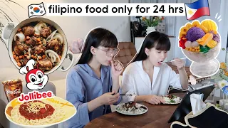 I only ate Filipino food for 24 hours in Korea (Jollibee spaghetti, Maja Blanca & more) | Q2HAN