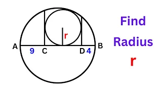 AB is diameter of bigger circle | Find radius r of smaller circle | A Nice Geometry Problem