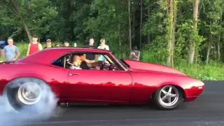 1967 pro street Camaro Burnout leaving car show