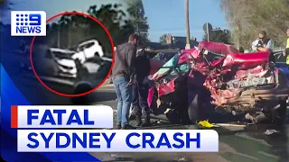 Dash cam footage captures fatal Sydney crash | 9 News Australia