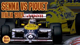 Ayrton SENNA VS Nelson PIQUET - GP da Itália 1987 - O maior DUELO BRASILEIRO por uma VITÓRIA na F1