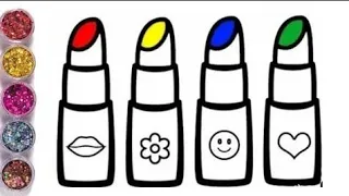 Colorful 💄 How to draw 💄 Lipstick, Makeup kit for Kids & Toddlers Makeup drawing@BachaParty17