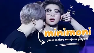 BTS jimin brings out the playfulness in namjoon // cute #minimoni moments