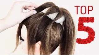 Топ 5 #Быстрые 5 минутные #Прически на Новый год 2021. Top 5 Easy holiday hairstyles for long hair