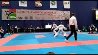 Julio Carlos vs Timothy Bos (Round 1) - Lightweight Finals - ITF Taekwon-Do World Cup Budapest 2016