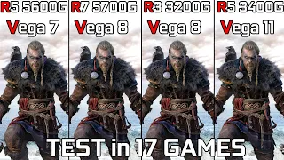 Ryzen 5 5600G vs Ryzen 7 5700G vs Ryzen 3 3200G vs Ryzen 5 3400G - Test 17 Games