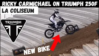 RICKY CARMICHAEL RIDES NEW TRIUMPH 250F at the LA COLISEUM