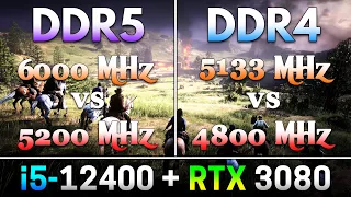 Core i5-12400 | 6000MHz DDR5 vs 5200MHz DDR5 vs 5133MHz DDR4 vs 4800MHz DDR4 | PC Gameplay Tested