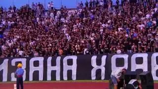 EUROPA LEAGUE: Partizan Belgrad - Zagłębie Lubin / Fans: Ooooooo Partizane, volimo te mi srcem svim