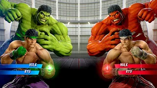 Hulk & Ryu Vs Red Hulk & Ryu [Very Hard AI] | Marvel vs Capcom: Infinite