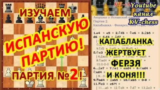 Красивая комбинация: Капабланка жертвует ферзя и коня!