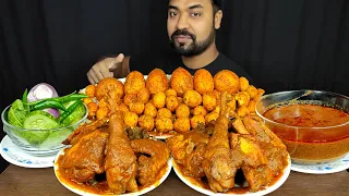 SPICY COUNTRY CHICKEN CURRY, HUGE EGG CURRY, CHICKEN GRAVY, RICE, SALAD MUKBANG ASMR EATING SHOW |