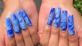 WATCH ME WORK: BLUE MARBLE NAILS