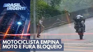 Motociclista fura bloqueio na Rodovia dos Imigrantes