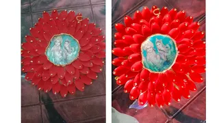 HM wall decoration ideas with waste plastic spoon ******spoon craft idea 💡