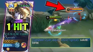 BUILD TOP GLOBAL DYRROTH 1 ONE HIT TUTORIAL 2024 | Mobile Legends