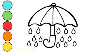 Umbrella Drawing, Painting, Coloring for Kids and Toddlers | Let's Draw Together 2