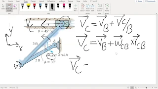 Dynamics Example for Relative Velocity of a Rigid Body (Problem 16-63)