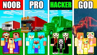 Minecraft Battle: FAMILY COCA-COLA TRUCK HOUSE BUILD CHALLENGE - NOOB vs PRO vs HACKER vs GOD