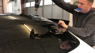 Тонировка Tesla Model 3, формовка заднего стекла. Tinting back Window.