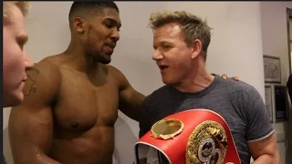 ANTHONY JOSHUA & GORDAN RAMSAY DISCUSS KNOCKOUT OF DOMINIC BREAZEALE - EXCLUSIVE DRESSING ROOM