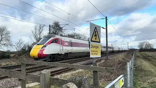 High speed trains on the East Coast Mainline - February 2024, with loud horns, Class 91 tri-tone