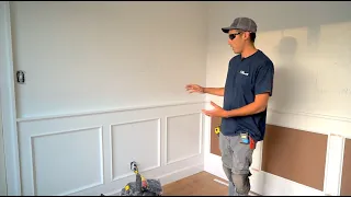 FINALLY installing the trim on the wainscot project