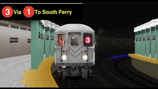 OpenBVE Special: 3 Train To South Ferry (R62)(Weekend G.O)