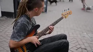 Bob Marley - Smoke Two Joints - Dr Funk Slap Bass Cover  🎸 Busking in Newquay