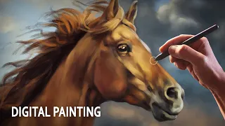 Painting Horse Head using RGBA and wet brushes | Krita