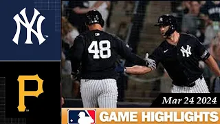 Pittsburgh Pirates Vs. New York Yankees GAME HIGHLIGHTS 03/24/2024 | MLB Spring Traning 2024