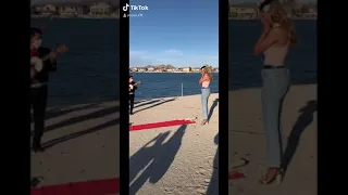 Beach proposal with mariachi