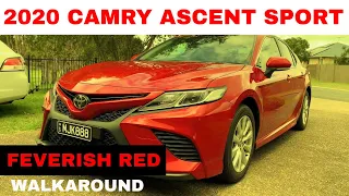 "Feverish Red" Toyota Camry Ascent Sport 2020 walkaround (unchanged start of 2021)