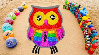 How to make Rainbow OWL with Orbeez, Glitter Slime, Pepsi, Coca Cola, Fanta vs Mentos & Soda
